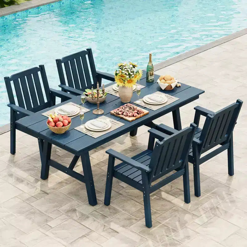 Garvee Sedie da Pranzo da Esterno per Patio Set da 4, Sedie da Giardino in HDPE, Struttura Robusta, Impermeabili, Resistenti a Tutte le Condizioni Atmosferiche per Cortile, Bordo Piscina, Portico, Terrazza