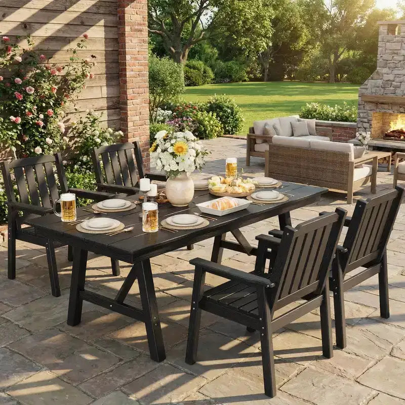 Garvee Sedie da Pranzo da Esterno per Patio Set da 4, Sedie da Giardino in HDPE, Struttura Robusta, Impermeabili, Resistenti a Tutte le Condizioni Atmosferiche per Cortile, Bordo Piscina, Portico, Terrazza
