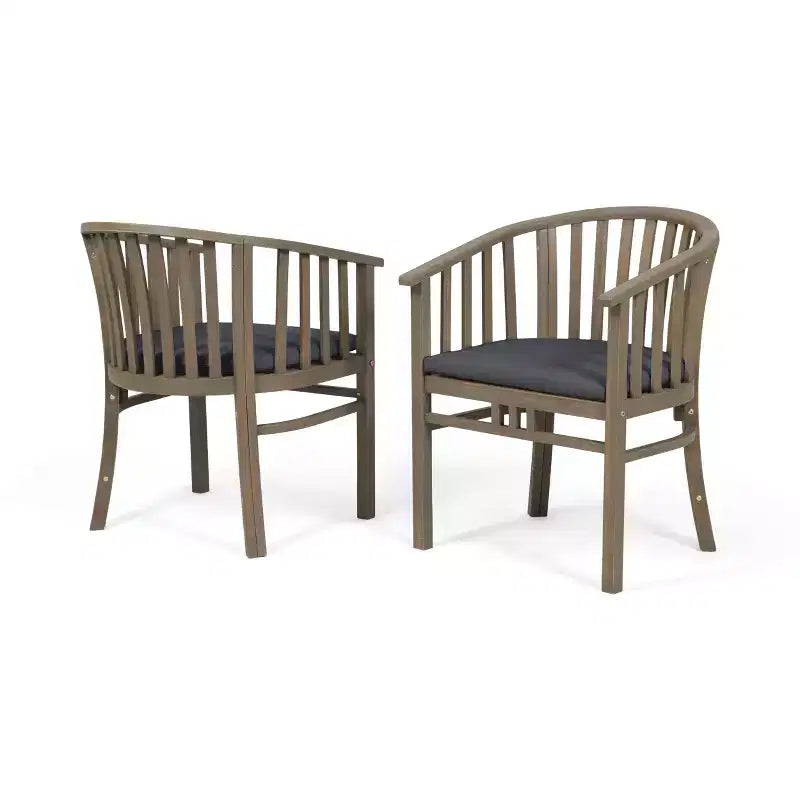 Set di 2 sedie da pranzo in legno per esterni con cuscini, resistenti alle intemperie, per patio