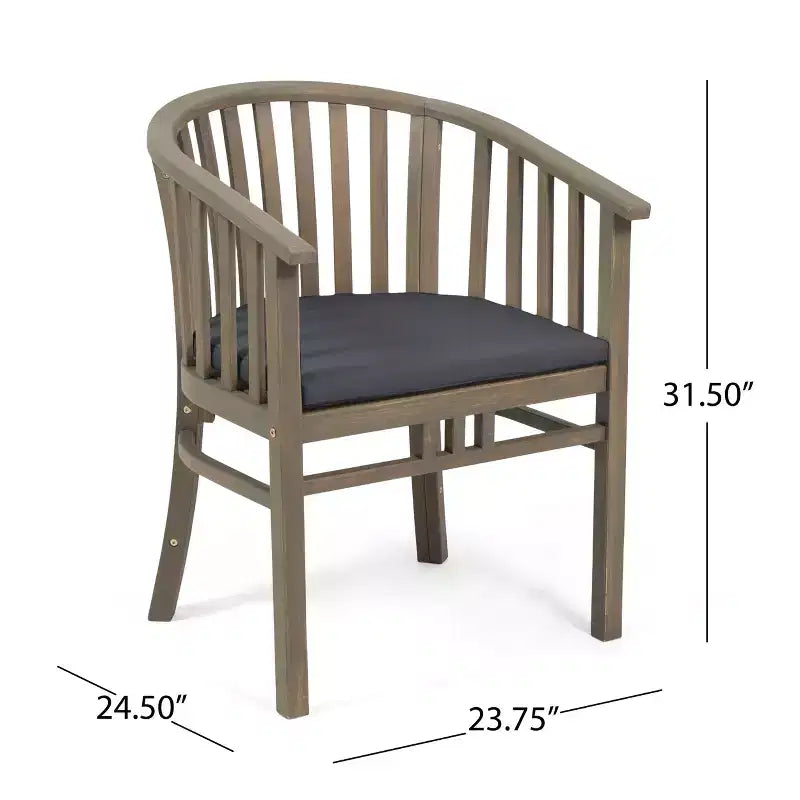 Set di 2 sedie da pranzo in legno per esterni con cuscini, resistenti alle intemperie, per patio