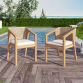 Outdoor Wicker Dining Chair Set with Cushions, 2-Pack, Weather Resistant Patio Seating