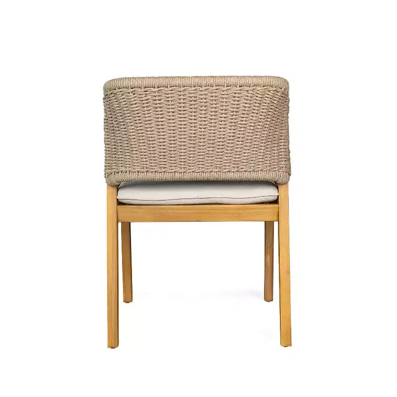 Set 2 sedie da pranzo in vimini per esterni con cuscini, resistenti alle intemperie, per patio