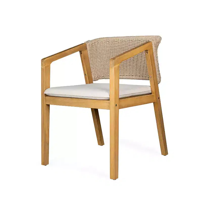 Set 2 sedie da pranzo in vimini per esterni con cuscini, resistenti alle intemperie, per patio