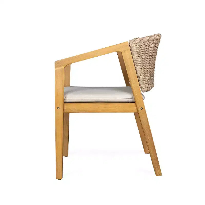 Set 2 sedie da pranzo in vimini per esterni con cuscini, resistenti alle intemperie, per patio
