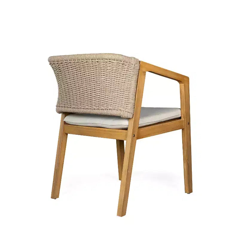 Set 2 sedie da pranzo in vimini per esterni con cuscini, resistenti alle intemperie, per patio