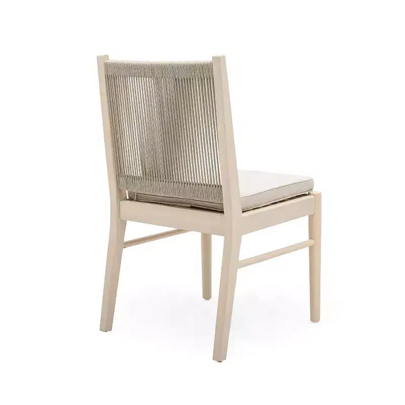 Set di sedie da pranzo da esterno con schienale intrecciato e cuscini, sedute da patio resistenti alle intemperie