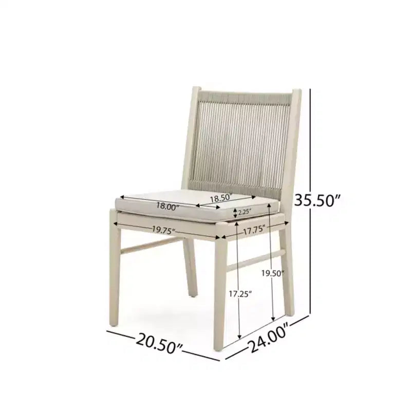 Set di sedie da pranzo da esterno con schienale intrecciato e cuscini, sedute da patio resistenti alle intemperie