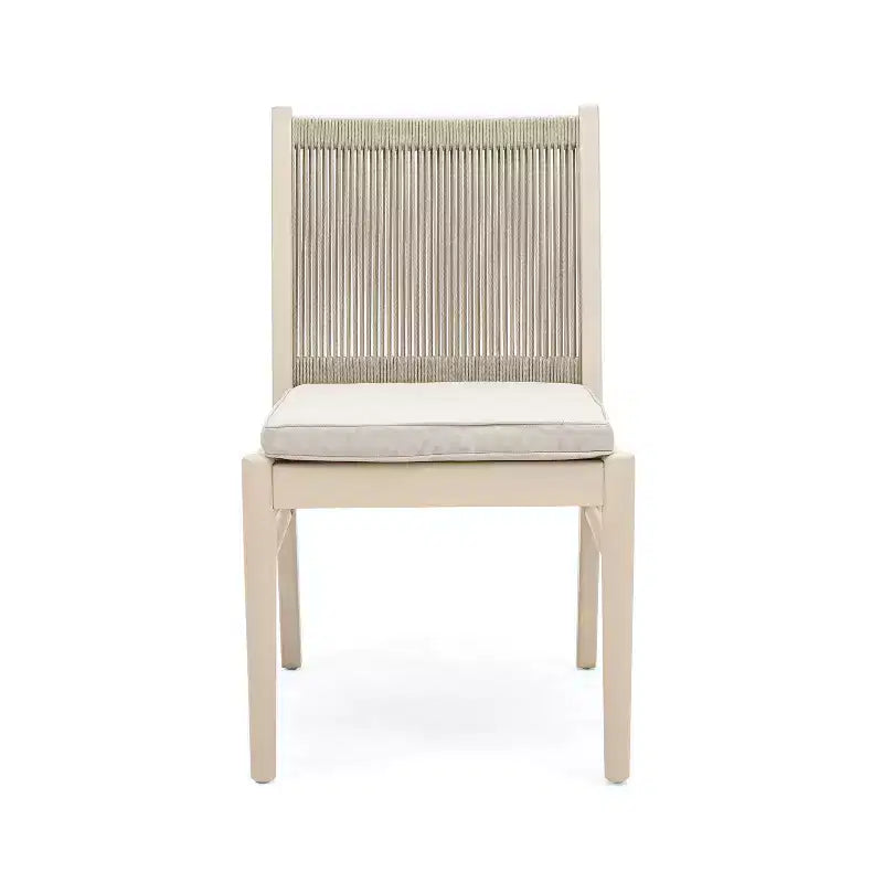 Set di sedie da pranzo da esterno con schienale intrecciato e cuscini, sedute da patio resistenti alle intemperie
