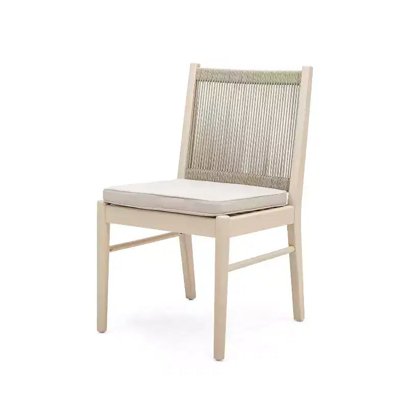 Set di sedie da pranzo da esterno con schienale intrecciato e cuscini, sedute da patio resistenti alle intemperie