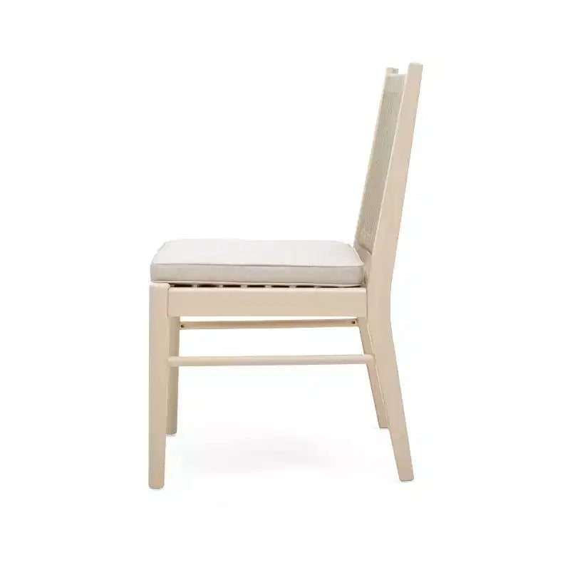 Set di sedie da pranzo da esterno con schienale intrecciato e cuscini, sedute da patio resistenti alle intemperie