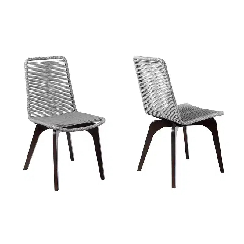 Sedie da pranzo per esterni GDFStudio Rania moderne in legno e corda (set da 2)