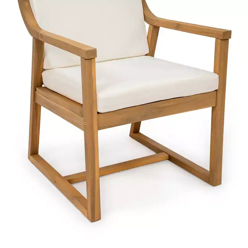 Ensemble de 2 chaises de salle à manger de patio, fauteuils d'extérieur en bois d'acacia avec coussins amovibles pour jardin, piscine, balcon - ModernLuxe