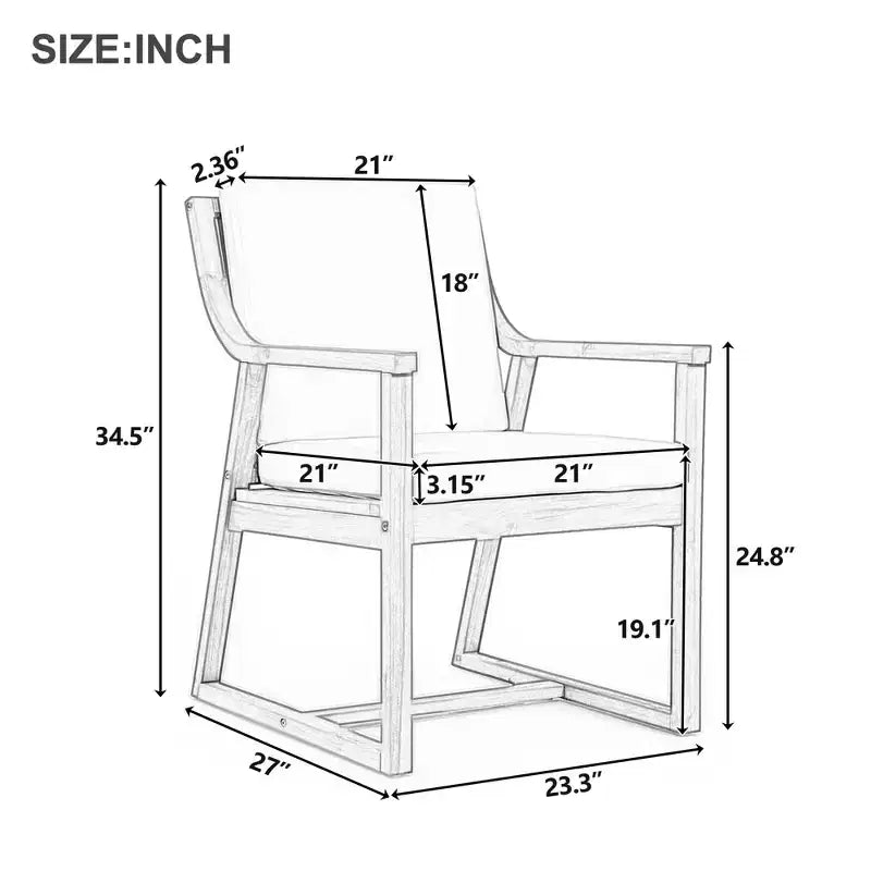 Ensemble de 2 chaises de salle à manger de patio, fauteuils d'extérieur en bois d'acacia avec coussins amovibles pour jardin, piscine, balcon - ModernLuxe