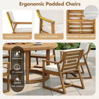 Ensemble de 2 chaises de salle à manger de patio, fauteuils d'extérieur en bois d'acacia avec coussins amovibles pour jardin, piscine, balcon - ModernLuxe