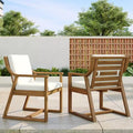 Patio Dining Chair Set of 2, Acacia Wood Outdoor Armchairs with Removable Cushions for Garden, Poolside, Balcony - ModernLuxe