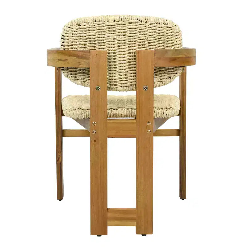 ModernLuxe Set di 2 Sedie da Esterno in Rattan Intrecciato, Sedie da Pranzo con Telaio in Legno di Acacia, Sedie Ergonomiche da Patio per Giardino/Balcone, Naturali