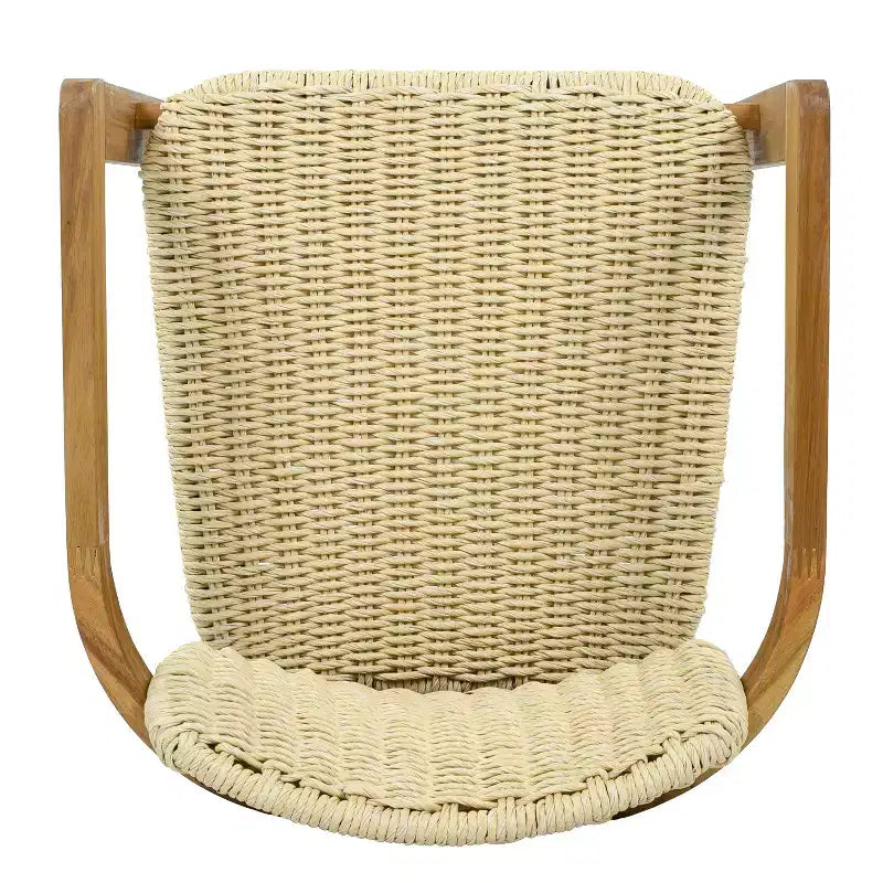 ModernLuxe Set di 2 Sedie da Esterno in Rattan Intrecciato, Sedie da Pranzo con Telaio in Legno di Acacia, Sedie Ergonomiche da Patio per Giardino/Balcone, Naturali