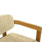 ModernLuxe Set di 2 Sedie da Esterno in Rattan Intrecciato, Sedie da Pranzo con Telaio in Legno di Acacia, Sedie Ergonomiche da Patio per Giardino/Balcone, Naturali