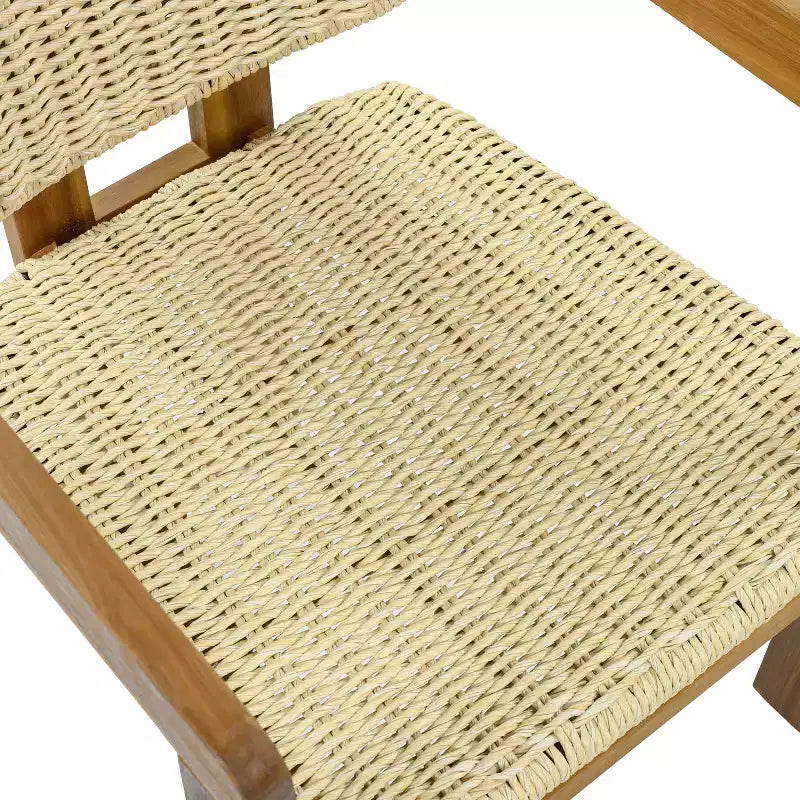 ModernLuxe Set di 2 Sedie da Esterno in Rattan Intrecciato, Sedie da Pranzo con Telaio in Legno di Acacia, Sedie Ergonomiche da Patio per Giardino/Balcone, Naturali