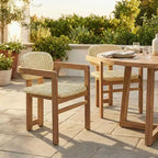 ModernLuxe Set di 2 Sedie da Esterno in Rattan Intrecciato, Sedie da Pranzo con Telaio in Legno di Acacia, Sedie Ergonomiche da Patio per Giardino/Balcone, Naturali