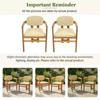 ModernLuxe Set di 2 Sedie da Esterno in Rattan Intrecciato, Sedie da Pranzo con Telaio in Legno di Acacia, Sedie Ergonomiche da Patio per Giardino/Balcone, Naturali