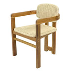 ModernLuxe Set di 2 Sedie da Esterno in Rattan Intrecciato, Sedie da Pranzo con Telaio in Legno di Acacia, Sedie Ergonomiche da Patio per Giardino/Balcone, Naturali