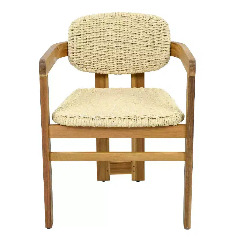 ModernLuxe Set di 2 Sedie da Esterno in Rattan Intrecciato, Sedie da Pranzo con Telaio in Legno di Acacia, Sedie Ergonomiche da Patio per Giardino/Balcone, Naturali