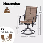 Chaises de salle à manger pivotantes modernes GDFStudio Aiko en métal pour patio avec tissu Textilene rembourré (Lot de 2)