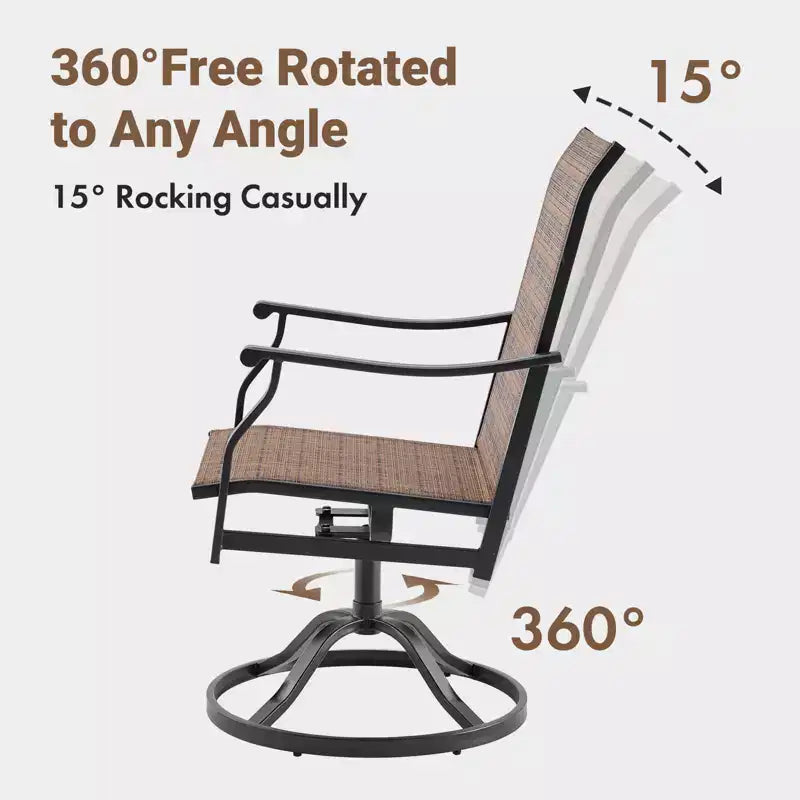 Chaises de salle à manger pivotantes modernes GDFStudio Aiko en métal pour patio avec tissu Textilene rembourré (Lot de 2)