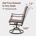 Chaises de salle à manger pivotantes modernes GDFStudio Aiko en métal pour patio avec tissu Textilene rembourré (Lot de 2)