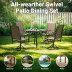 Chaises de salle à manger pivotantes modernes GDFStudio Aiko en métal pour patio avec tissu Textilene rembourré (Lot de 2)