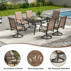 Chaises de salle à manger pivotantes modernes GDFStudio Aiko en métal pour patio avec tissu Textilene rembourré (Lot de 2)