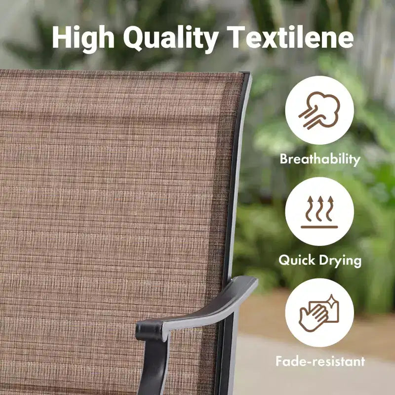 Chaises de salle à manger pivotantes modernes GDFStudio Aiko en métal pour patio avec tissu Textilene rembourré (Lot de 2)