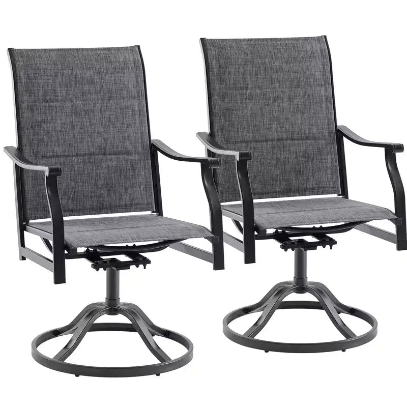 Chaises de salle à manger pivotantes modernes GDFStudio Aiko en métal pour patio avec tissu Textilene rembourré (Lot de 2)