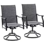 Chaises de salle à manger pivotantes modernes GDFStudio Aiko en métal pour patio avec tissu Textilene rembourré (Lot de 2)