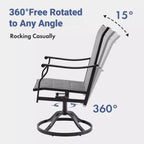 Chaises de salle à manger pivotantes modernes GDFStudio Aiko en métal pour patio avec tissu Textilene rembourré (Lot de 2)