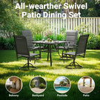Chaises de salle à manger pivotantes modernes GDFStudio Aiko en métal pour patio avec tissu Textilene rembourré (Lot de 2)
