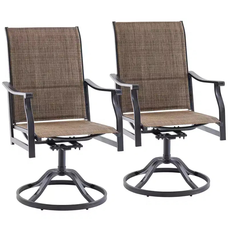Chaises de salle à manger pivotantes modernes GDFStudio Aiko en métal pour patio avec tissu Textilene rembourré (Lot de 2)