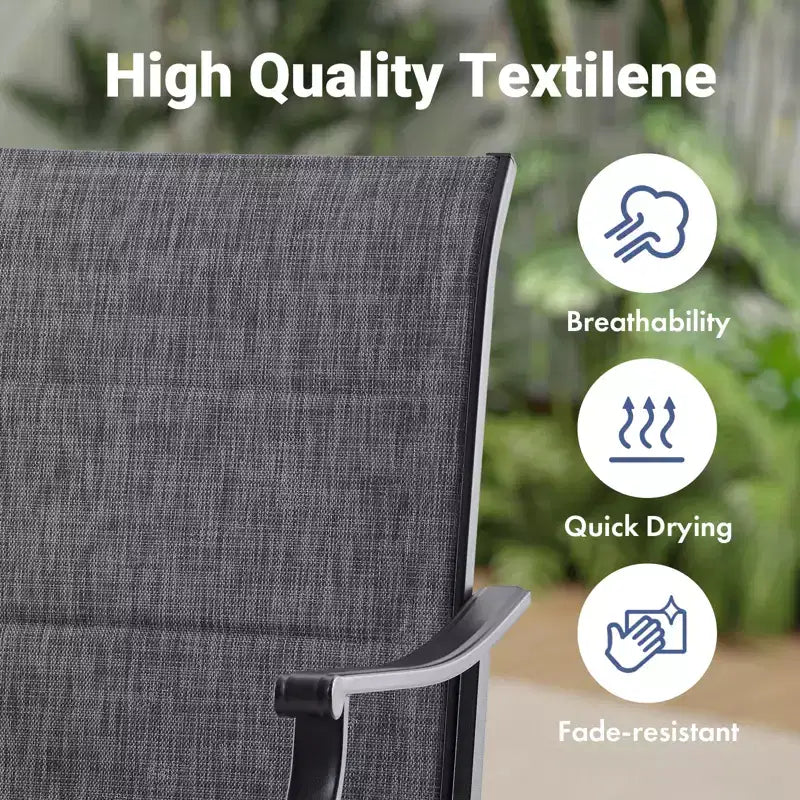 Chaises de salle à manger pivotantes modernes GDFStudio Aiko en métal pour patio avec tissu Textilene rembourré (Lot de 2)