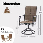 Chaises de salle à manger pivotantes modernes GDFStudio Aiko en métal pour patio avec tissu Textilene rembourré (Lot de 2)