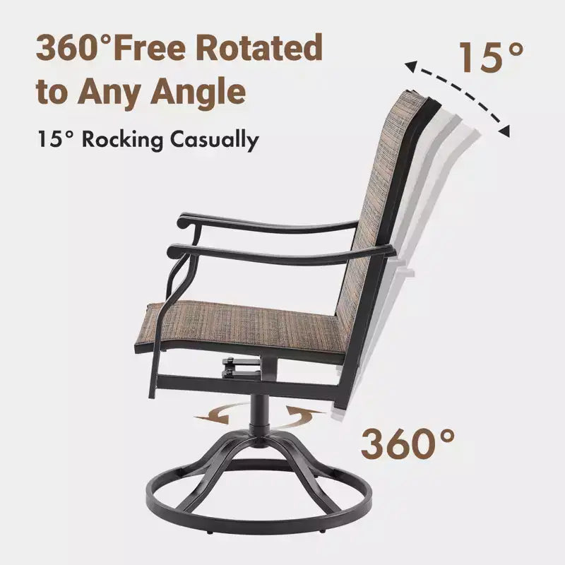 Chaises de salle à manger pivotantes modernes GDFStudio Aiko en métal pour patio avec tissu Textilene rembourré (Lot de 2)