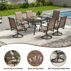 Chaises de salle à manger pivotantes modernes GDFStudio Aiko en métal pour patio avec tissu Textilene rembourré (Lot de 2)
