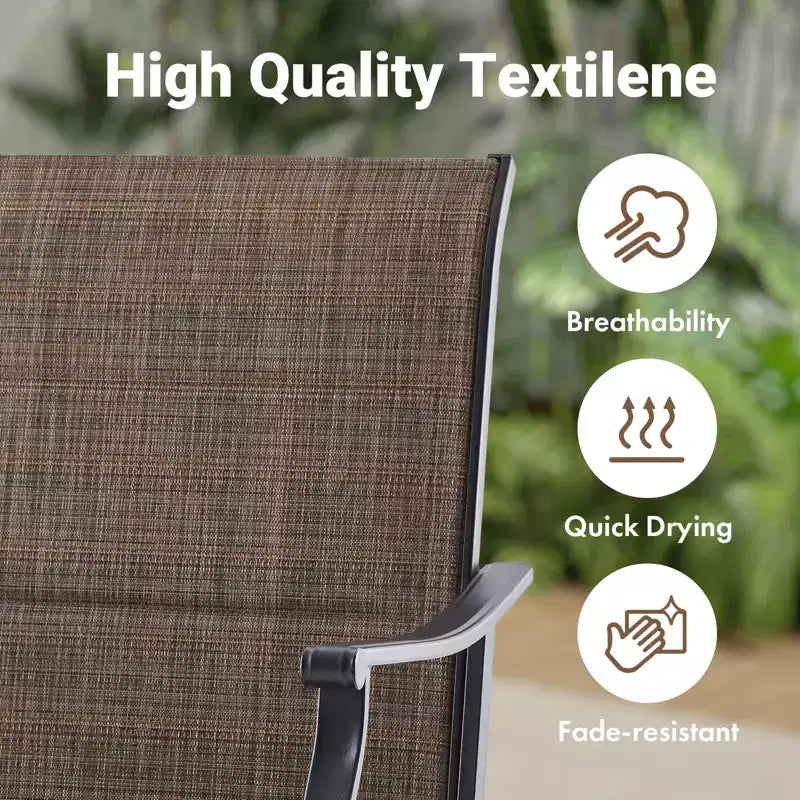 Chaises de salle à manger pivotantes modernes GDFStudio Aiko en métal pour patio avec tissu Textilene rembourré (Lot de 2)