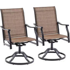 Chaises de salle à manger pivotantes modernes GDFStudio Aiko en métal pour patio avec tissu Textilene rembourré (Lot de 2)