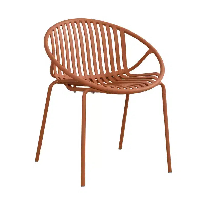 Set di 2 sedie da pranzo impilabili da giardino, seduta in PP traspirante e gambe in metallo, sedie moderne da esterno