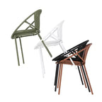 Set di 2 sedie da pranzo impilabili da giardino, seduta in PP traspirante e gambe in metallo, sedie moderne da esterno