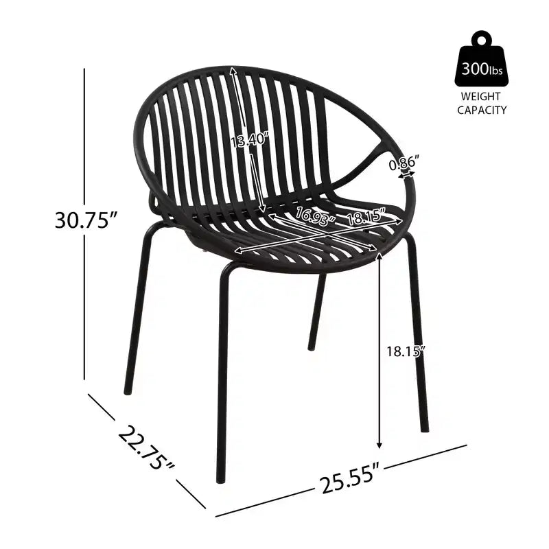Set di 2 sedie da pranzo impilabili da giardino, seduta in PP traspirante e gambe in metallo, sedie moderne da esterno