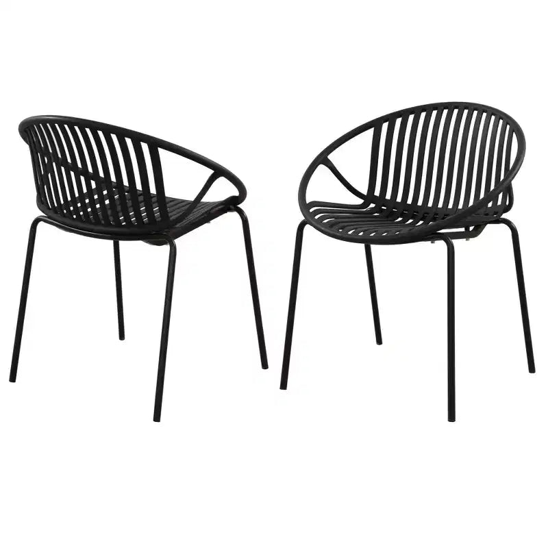 Set di 2 sedie da pranzo impilabili da giardino, seduta in PP traspirante e gambe in metallo, sedie moderne da esterno
