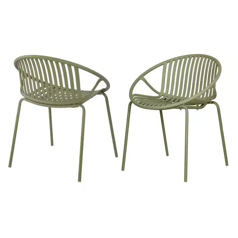 Set di 2 sedie da pranzo impilabili da giardino, seduta in PP traspirante e gambe in metallo, sedie moderne da esterno