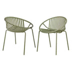 Set di 2 sedie da pranzo impilabili da giardino, seduta in PP traspirante e gambe in metallo, sedie moderne da esterno